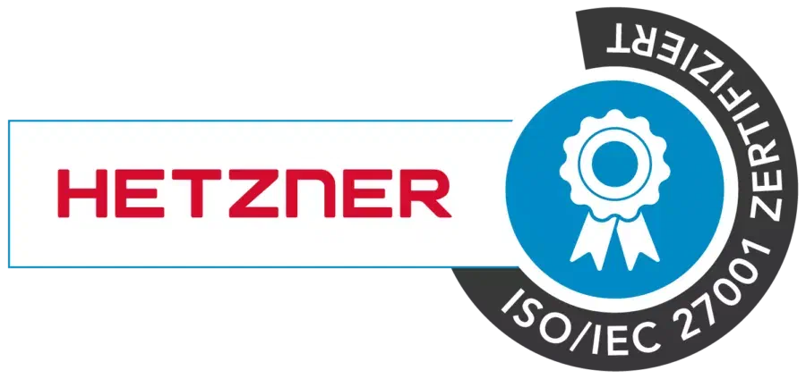 Hetzner ISO-27001-Zertifikat für die verwendete Serverinfrastruktur.