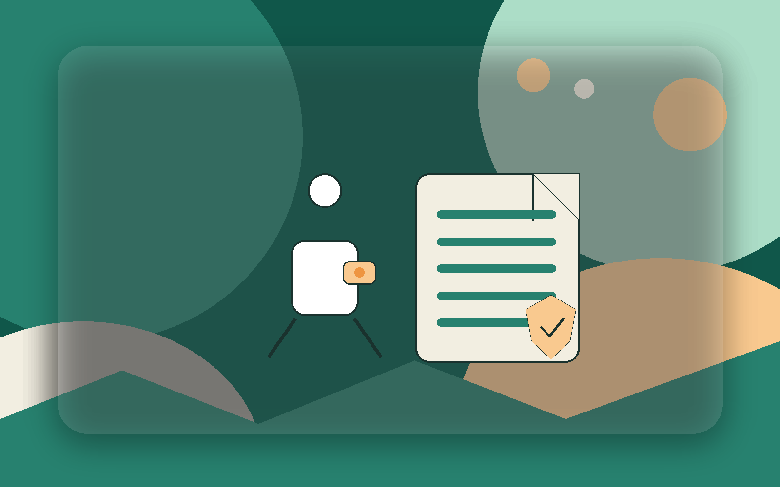 Editorial-Illustration mit verantwortlicher Person, Ausweis und geschütztem Fallordner als Symbol für den Meldestellenbeauftragten.